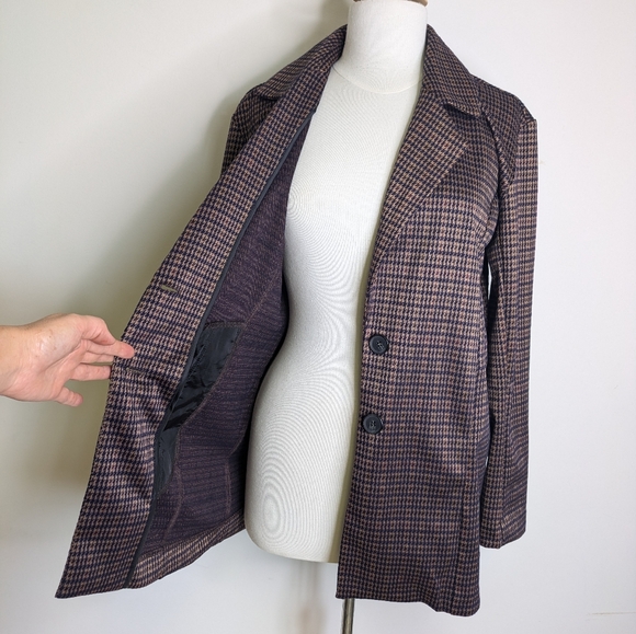 Avec Les Filles S/M Houndstooth LomglineKnit 2 Button Oversized Blazer - Picture 10 of 14